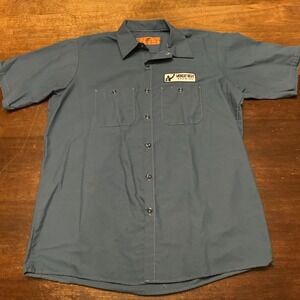 Monday Night Brewing‎ Work Shirt Men's LG Navy Blue Button Up Red Kap Mechanic